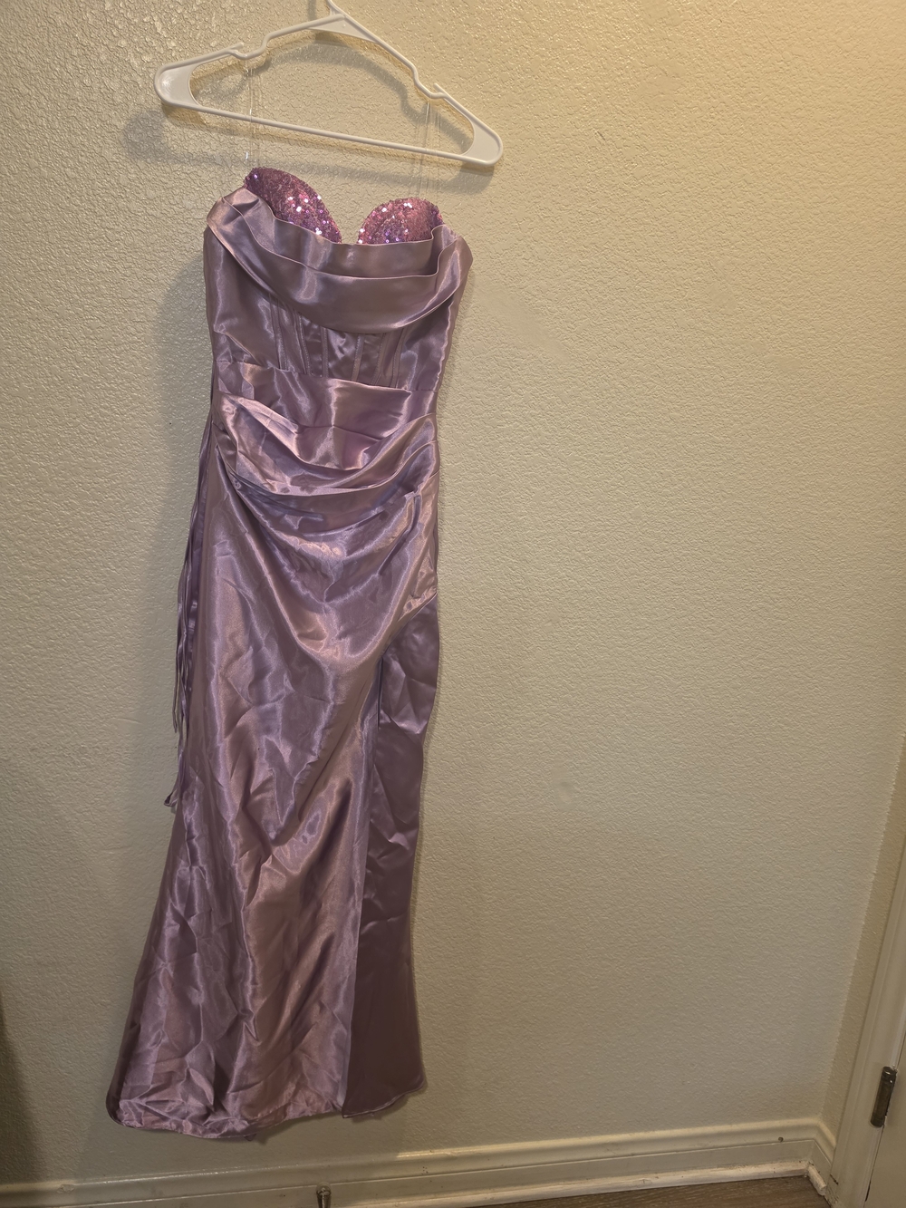 Windsor Aven Satin Lace-Up Mermaid Formal Dress Purple